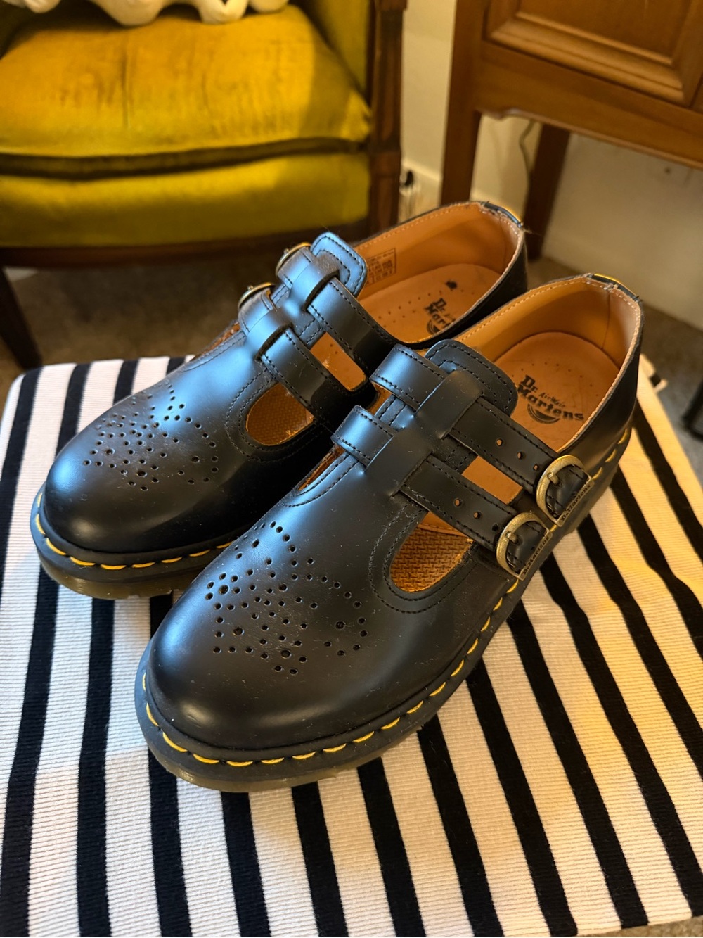 Dr. Martens Women’s Mary Jane Shoes with Yellow Stitching
